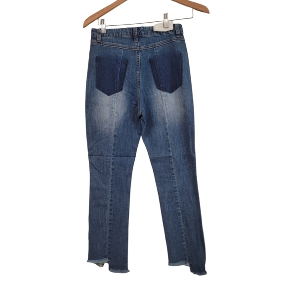 New Anthropologie X Evidnt Patchwork Raw Hem Ankle Straight Jeans  26/27 - Picture 1 of 3